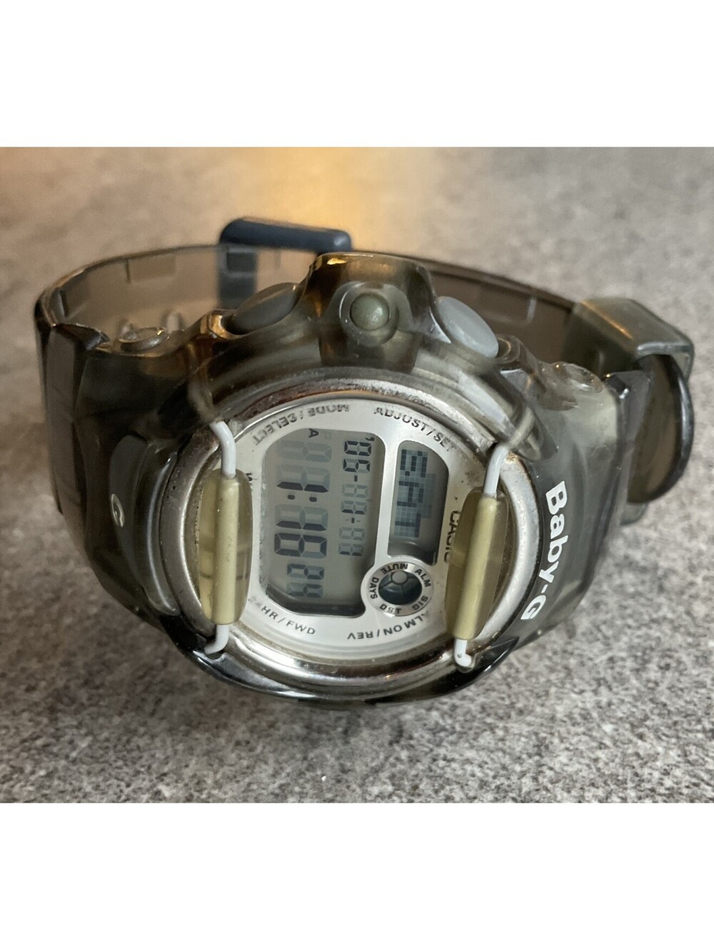 Casio Baby-G BG-169R Womens Watch 43mm Digital Silver Tone Translucent Gray B-Z